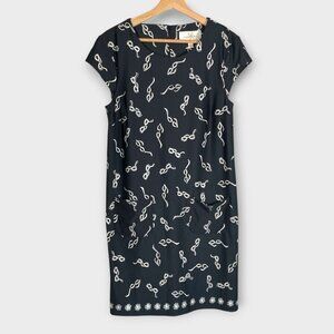 JB By Julie Brown Sheath Dress MEDIUM Black Whimsical Print Neiman Marcus NEW